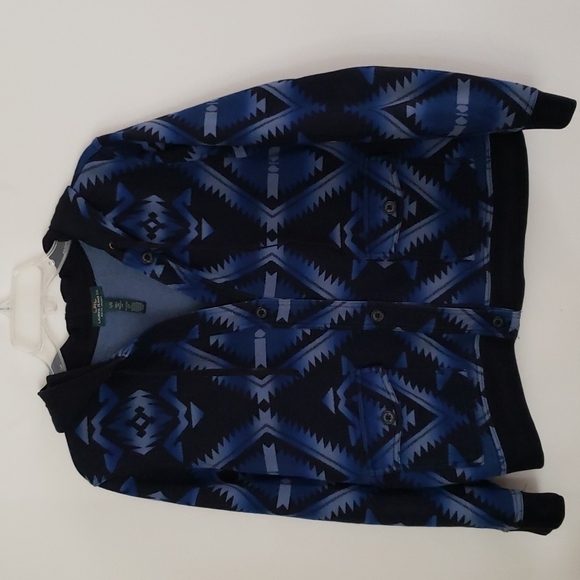 Ralph Lauren southwest printed button down hoodie, pockets, women's size large. - Picture 1 of 7